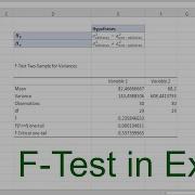 F Test In Excel