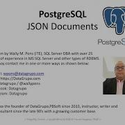 PostgreSQL JSON Documents