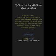 Strip Method Python String Methods