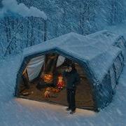 Camping In Heavy Snow With My Dog 3 Room Inflatable Tent Wood Stove ASMR