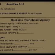 Bankside Recruitment Agency Ielts Listening HD Audio 720p Bankside