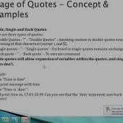 Shell Scripting LINUX UNIX Tutorial 4 Double Single And Back Quotes How Where To Use