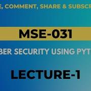 MSE 031 PYTHON PROGRAMMING Lecture 1