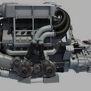 W16 Engine 3D Model