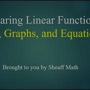 Compare Linear Functions Tables Graphs And Equations