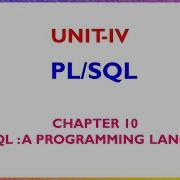 RO UNIT IV CHAPTER 10 PL SQL A PROGRAMMING LANGUAGE Part II