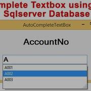 Autocomplete Textbox Using C Net Sqlserver Database