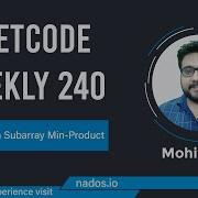 Maximum Subarray Min Product LeetCode 1856 LeetCode Weekly 240 Java Hindi