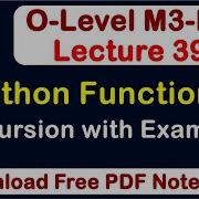 O Level M3 R5 Python Recursion Functions With Example Factorial Number Lecture 39