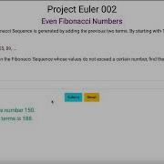 Project Euler 002 Even Fibonacci Numbers