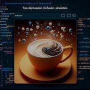 Two Dimensional Diffusion Process Simulation Of Mixing Of Cream Particles In A Cup Of Coffee Part1