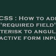 CSS How To Add Required Field Asterisk To Angular Reactive Form Inputs