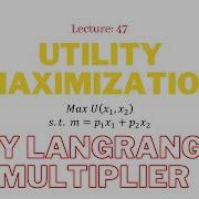 Utility Maximization By Using Lagrange Multiplier Method Utility Optimization