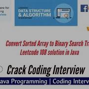 Convert Sorted Array To Binary Search Tree Leetcode 108 Solution In Java FAANG Question Solution