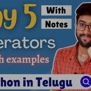 Day 5 Operators Python Course In Telugu Vamsi Bhavani