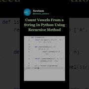 Count Vowels From A String In Python Using Recursive Method Newtum Coding Elearning Python