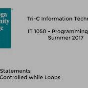 IT 1050 Summer 2017 12 Iteration Statements Counter Controlled While Loops