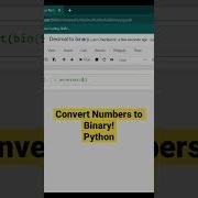 Convert Numbers To Binary Python Decimal To Binary Shorts Python Programming Coding
