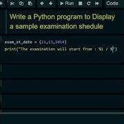 Write A Python Program To Display A Sample Examination Schedule 34