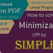 Simplex Method Minimization Problem Minimization Simplex Method Solved Problem Solution PDF