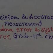 Precision And Accuracy In Measurement Random And Systematic Error