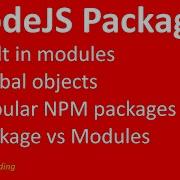 NodeJS Packages Built In Modules Global Objects Popular NPM Packages Package Vs Modules
