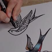 How To Draw Out A Tattoo Design Of 4 Old School Swallow Drawings