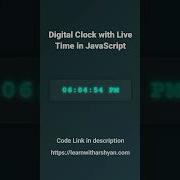 Digital Clock With Live Time In JavaScript HTML CSS Tutorial Digitalclock Javascript Webdesign