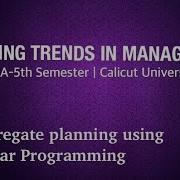 Aggregate Planning Using Linear Programming Aggregate Planning Emerging Trends In Management