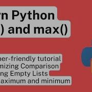 Learn Python Min And Max Functions