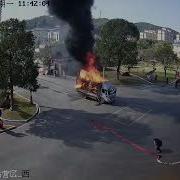 Quick Thinking Driver Races Burning Truck To Fire Station