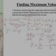 Optimization Problems Finding Maximum Volume