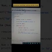 Reverse Number Using While Loop Ccode Shorts