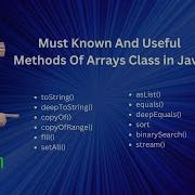 Must Known And Useful Methods Of Arrays Class In Java Java Concepts Java Arrays