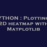 PYTHON Plotting A 2D Heatmap With Matplotlib