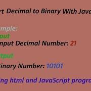 How To Convert Decimal Number To Binary Number Using HTML And JavaScript Project