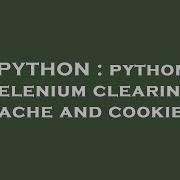 PYTHON Python Selenium Clearing Cache And Cookies