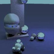 Real Time GPU Path Tracing Futuristic Buildings Rotation Test On 8600M GT