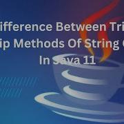 Difference Between Trim Strip Methods Of String Class In Java 11 Java11 Java