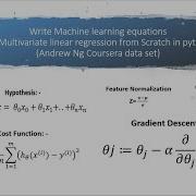 2 Machine Learning Equations From Scratch Multivariate Linear Regression Andrew Ng Coursera