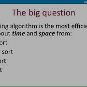 Time And Space Complexity Of Sorting Algorithms