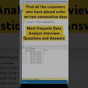 Find All The Customers Who Placed Order On Two Consecutive Days Shorts Coding Sql Sqlqueries