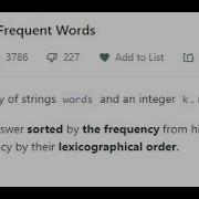 LeetCode 692 Top K Frequent Words
