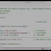 CREATE AND DELETE TEXT FILE WRITE APPEND READ INTO FILE JAVA PROGRAMMING