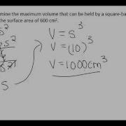 Unit 5 Day 3 Optimum Volume And Surface Area Of A Square Based Prism