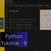 Escape Sequence Characters Python Tutorial 9 Python Full Course Python