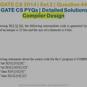 GATE CS 2014 Set 2 Question 44 GATE CS Solutions GATE CS PYQs Compiler Design