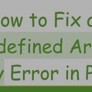How To Fix An Undefined Array Key Error In PHP
