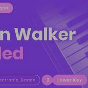 FADED Lower Key Piano Karaoke Demo Alan Walker
