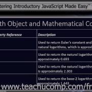 JavaScript Training Tutorial The Math Object And Mathematical Constants